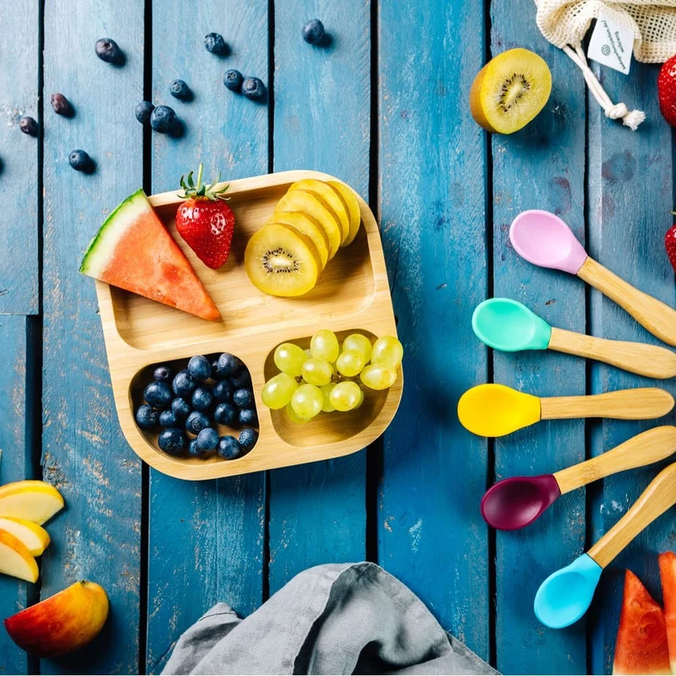 Bambus-Set quadratisch FSC-zertifiziert - süßes Holz-Schüssel-Set für Kleinki... - Bild 4 von 4