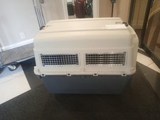 large dog pet carrier cage gray