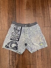 Vintage Quiksilver Neon Green Gray Swim Trunks Shorts Mens 30 Made in USA