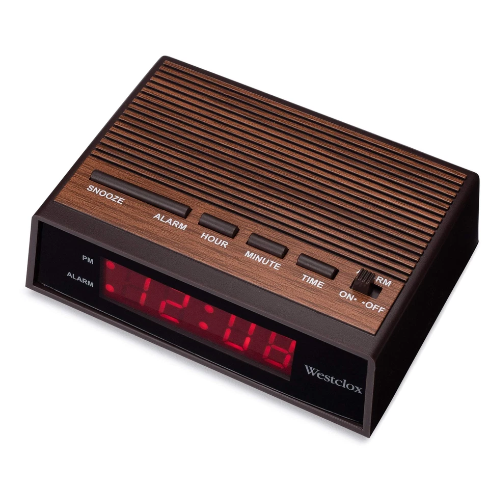 Westclox 22690 Retro Wood Grain LED Alarm Clock, 0.6-Inch - Image 3 of 4