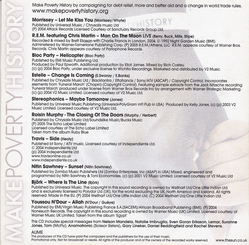 MAKE POVERTY HISTORY ( THE SUN Newspaper CD ) - Bild 2 von 3