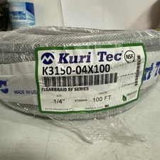 NEW OLD STOCK! KURI-TEC 1/4" X 100' CLEARBRAID FLEXABLE TUBING K3150-04X100