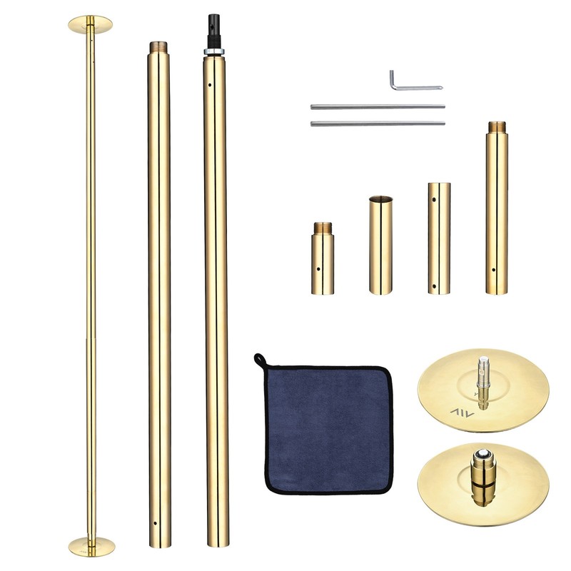 Static Spinning Stripper Pole Kit 45MM 9.25FT for Party Club Exercise, Gold
