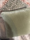 Needlepoint Mini 9" Toss Pillow Square 50 Years Together Moss Green Velvet Back — photo 3