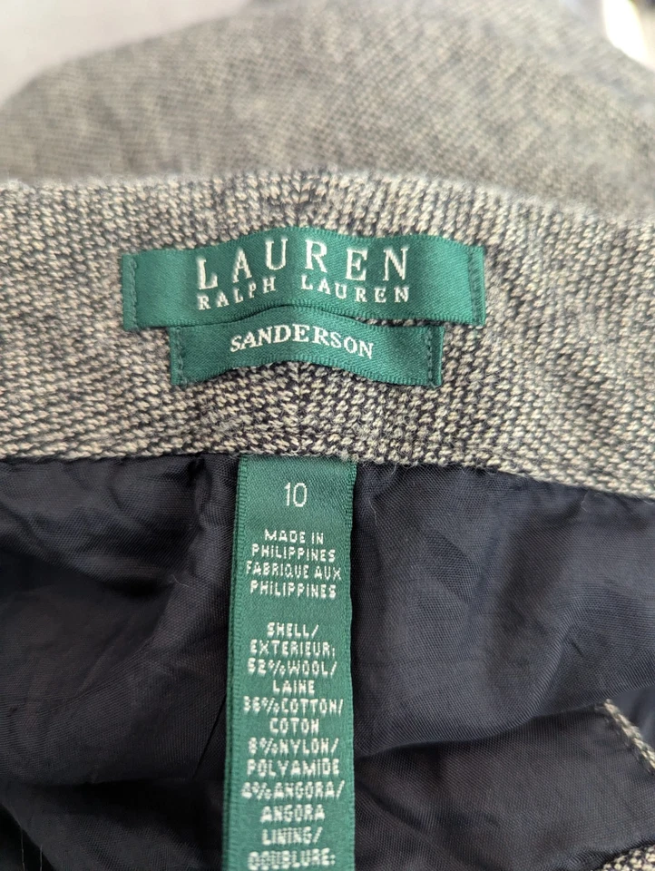 Pantalones Ralph Lauren Mujer 10 Gris Lana Sanderson Carrera Pantalón Bolsillos Forrados Foto 2 de 4