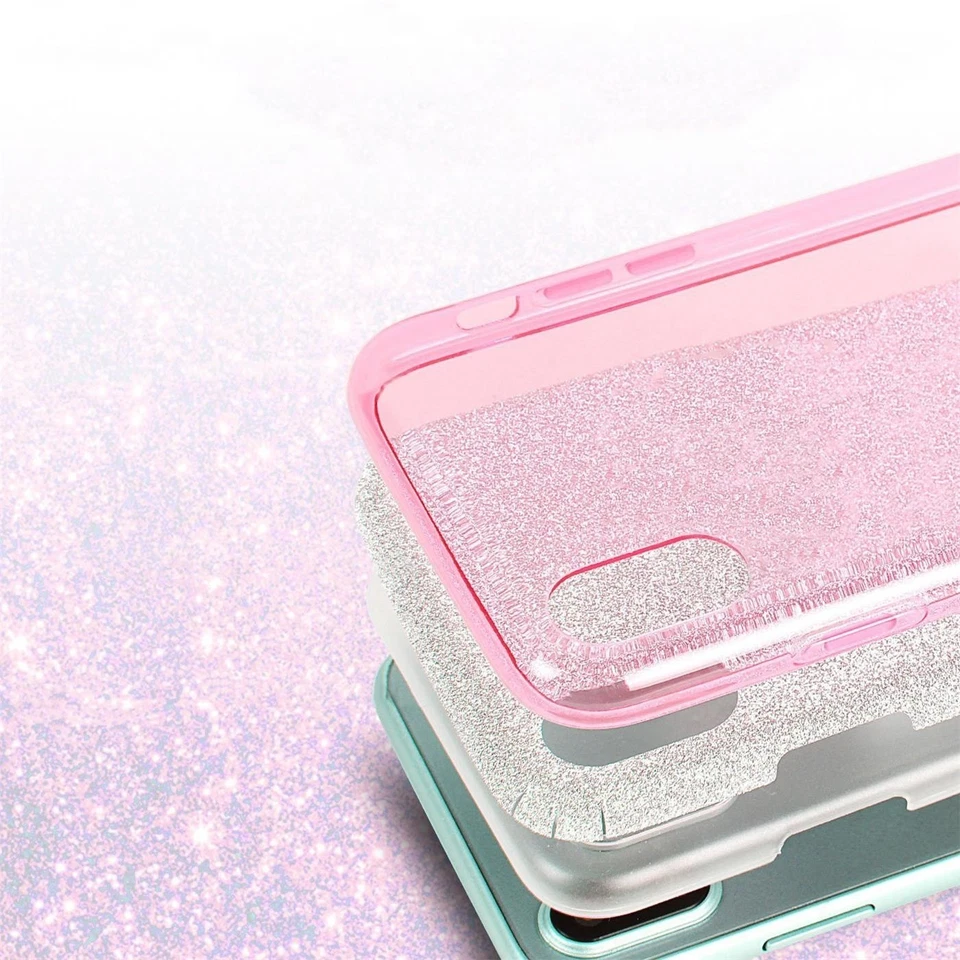 Silikon Schutz Hülle für iPhone 5s 6s 7 8 Plus Xs Max Glitzer Tasche Cover Case - Bild 4 von 4