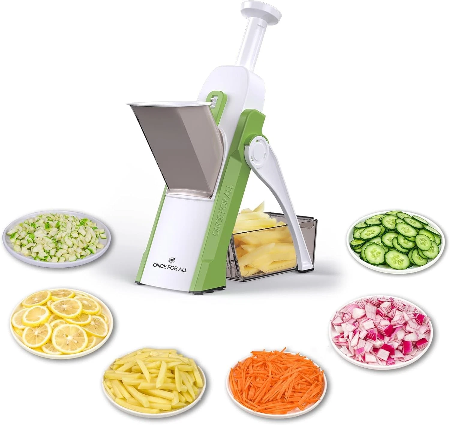 ONCE FOR ALL Safe Mandoline Slicer 5 in 1 Vegetable Chopper Food Potato Green