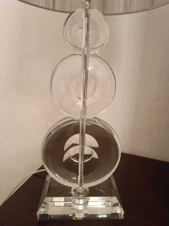 OTTAVIANI LAMPADA IN CRISTALLO GEMME ACCIAIO ARREDO DA TAVOLA TESSUTO - Immagine 4 di 4