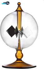Orange Solar Power Crookes Radiometer Solar Energy Spinning Vanes Glass