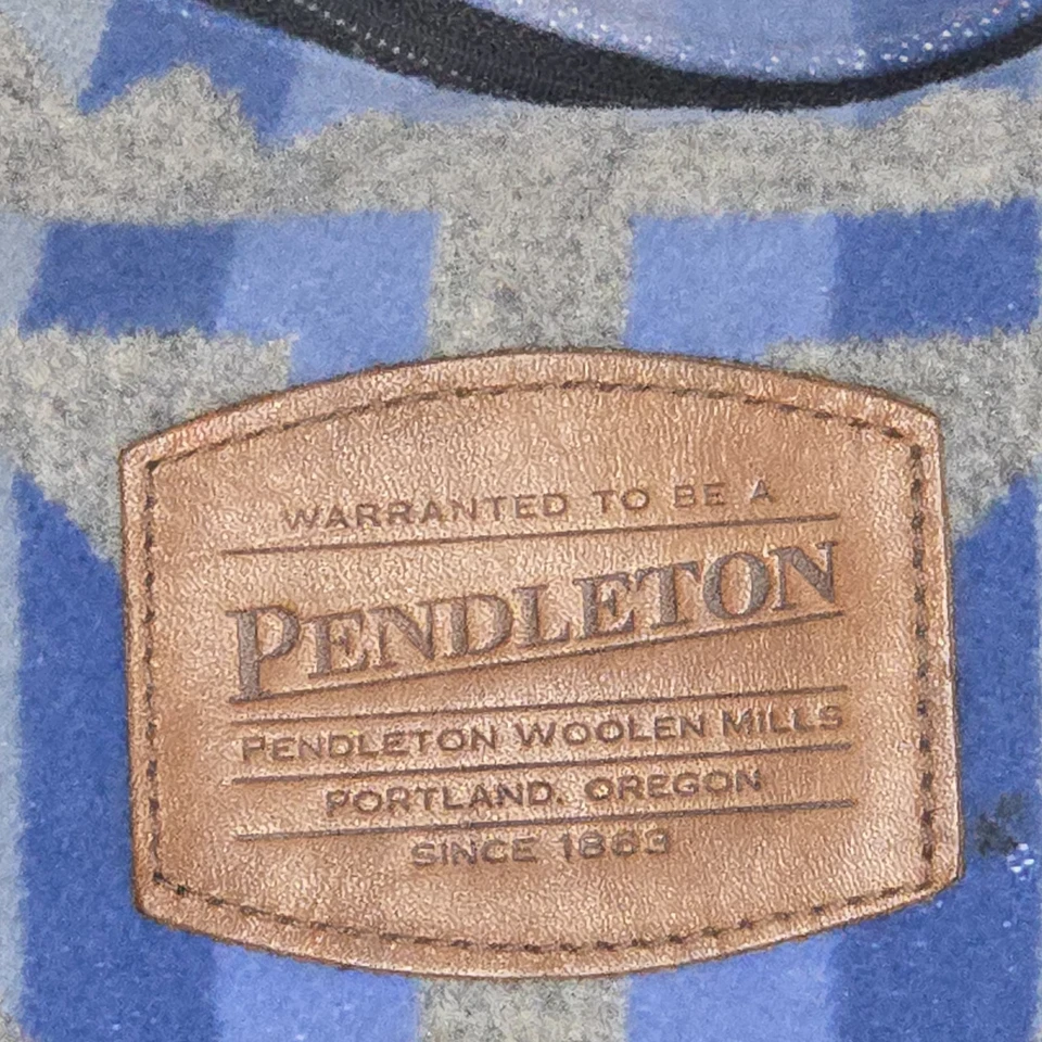 Bolso Bandolera Pendleton Vintage Lana Algodón Correa Cuero Suroeste Azul Gris Foto 3 de 4