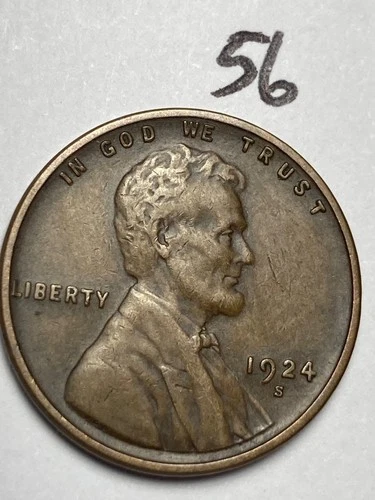 1924-S LINCOLN WHEAT CENT, SUPERB QUALITY CONDITION! XF,  #56