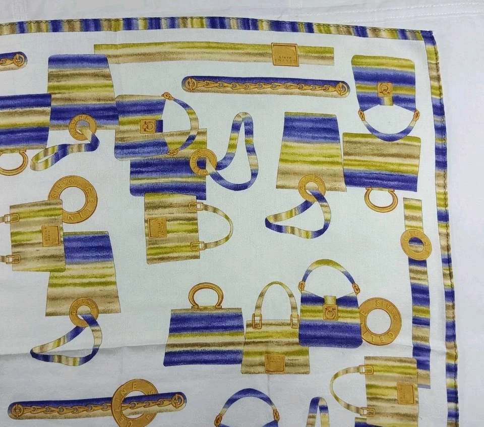 Celine Paris Algodón Bufanda Bufandas Diadema Colección Vintage 21"×21" Foto 3 de 4