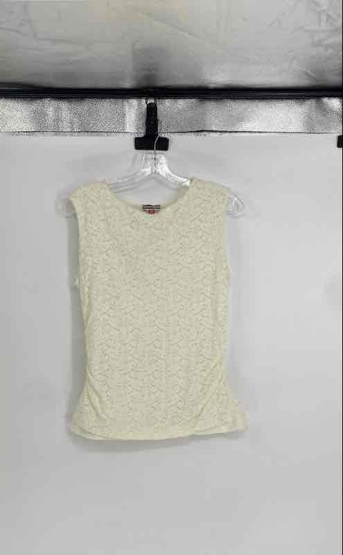 Vince Camuto Womens Ivory Lace Sleeveless Pullover Blouse Top Size PM