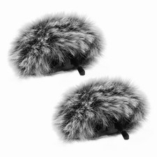 2pcs Grey Microphone Windscreens for DJI Mic 2 Faux Fur Wind Muff Foam