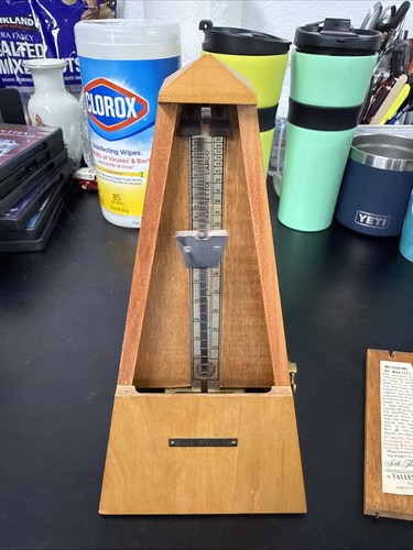 VTG Seth Thomas Metronome De Maelzel Wood Pyramid Musical Tempo Tool WORKS  9"H