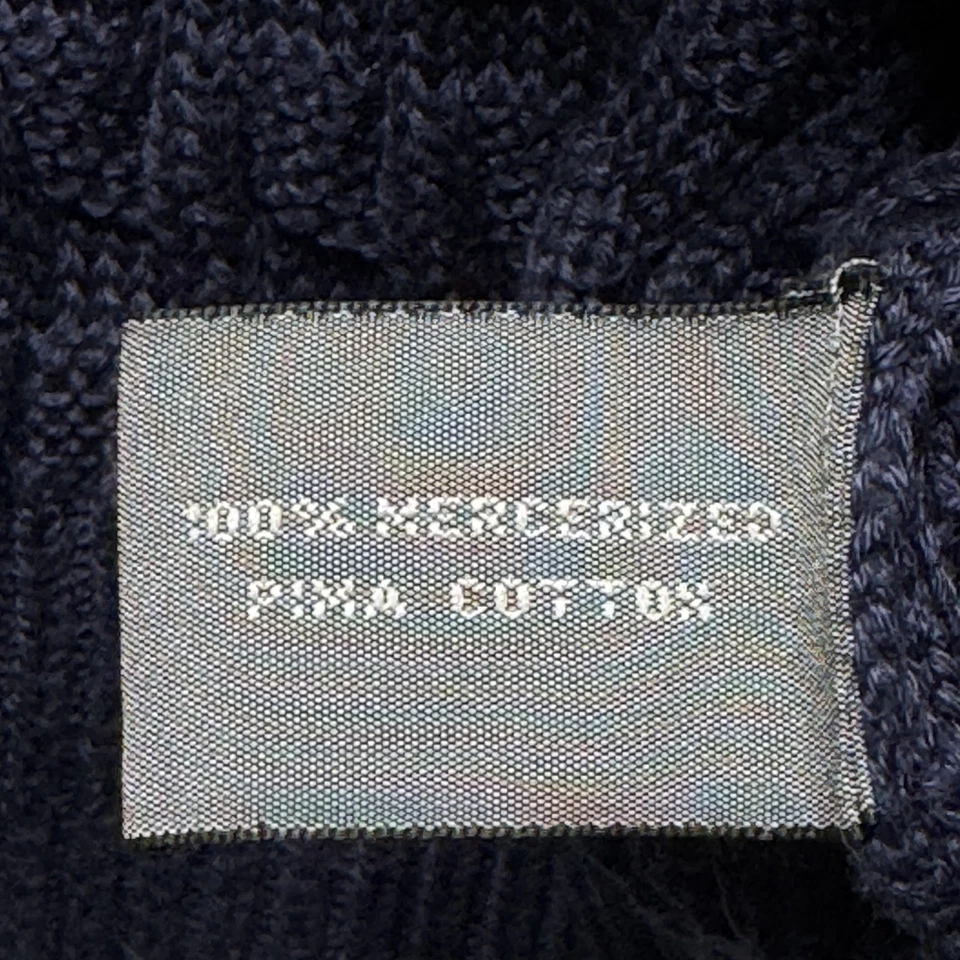 Vtg Talbots Sweater Mens 2XL Navy Blue Mercerized Pima Cotton Basketweave Knit - Image 4 of 4