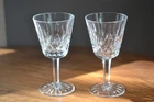 2 Vintage Waterford Crystal Lismore 6" Tall Wine Glasses Signed All Never Used