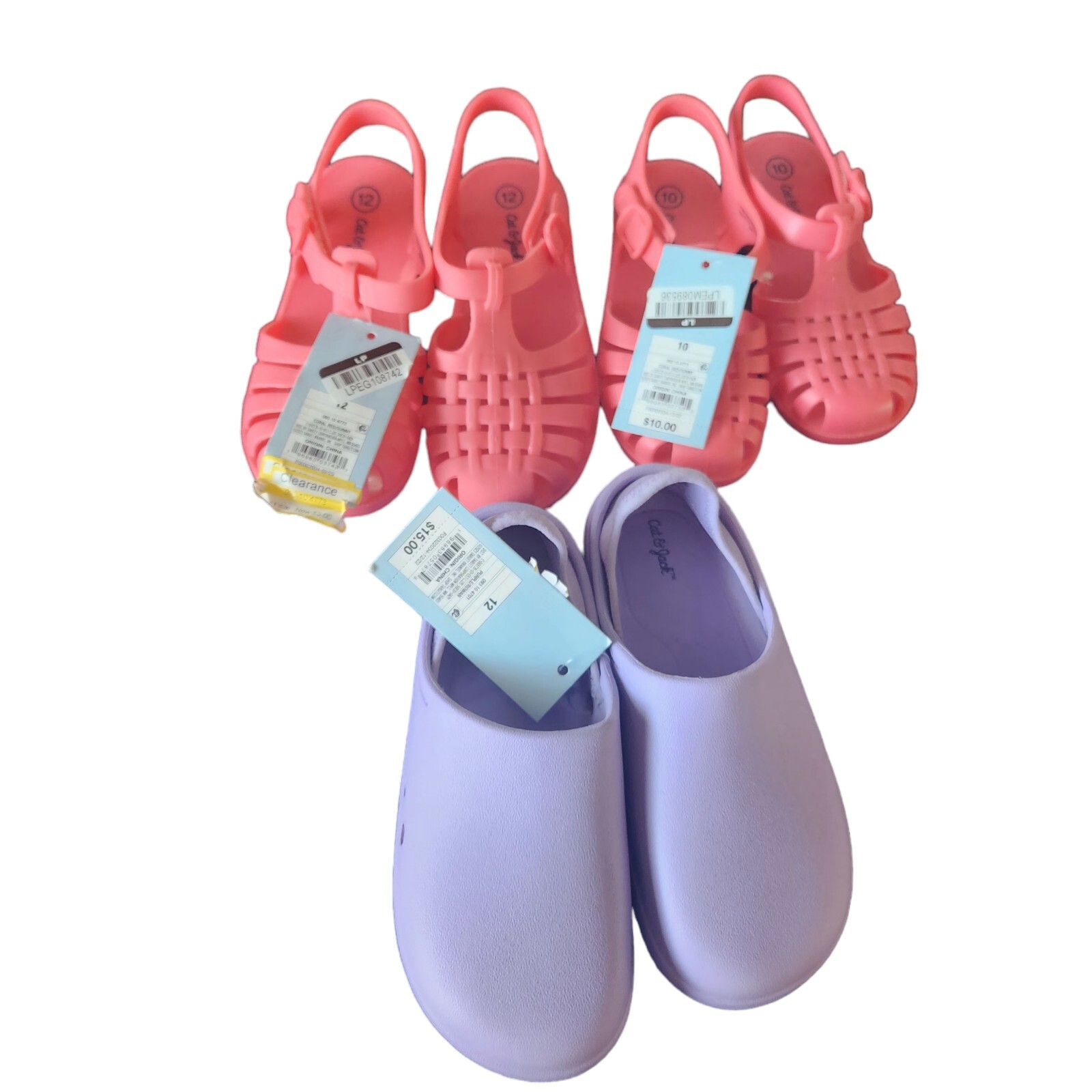 Lotto di 3 sandali rosa e viola bambina gatto e jack taglia 10 e 12