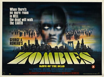 ZOMBIES DAWN OF THE DEAD 1978 UK Quad Poster Druck 30x40'' George A Romero KOSTENLOSER VERSAND