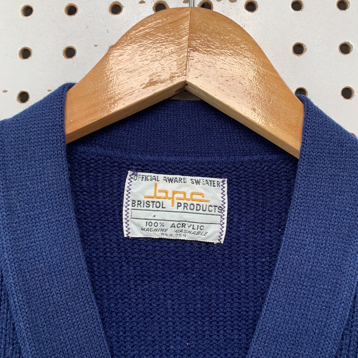 【60's〜70's bpc】\"Award cardigan\" VTG 70s BPC Bristol Award Cardigan Sweater Mens Small Blue