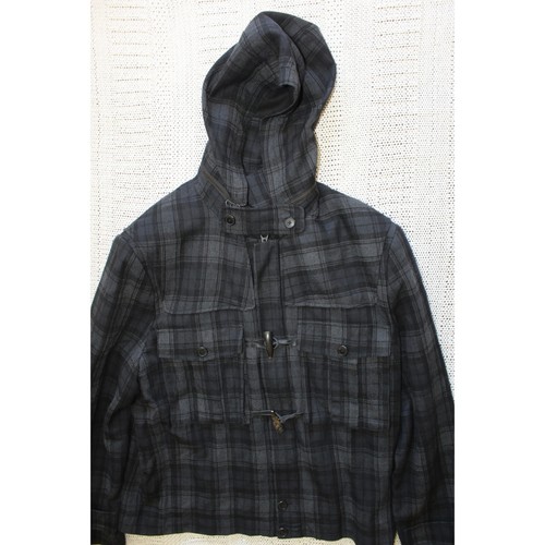 7 For All Mankind Wool Cotton Blend Plaid Men Jacket Size XL Removable Hood - Picture 12 of 15