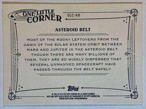 2013 TOPPS ALLEN & GINTER ONE LITTLE CORNER ASTEROID BELT #OLC-AB - Picture 2 of 2