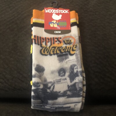 Woodstock 1969 Hippies Welcome Crew Socks Size 10-13 New