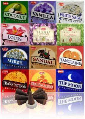 Incense Cones Variety Pack Coconut Vanilla Sandal Lavender White Sage Patchouli