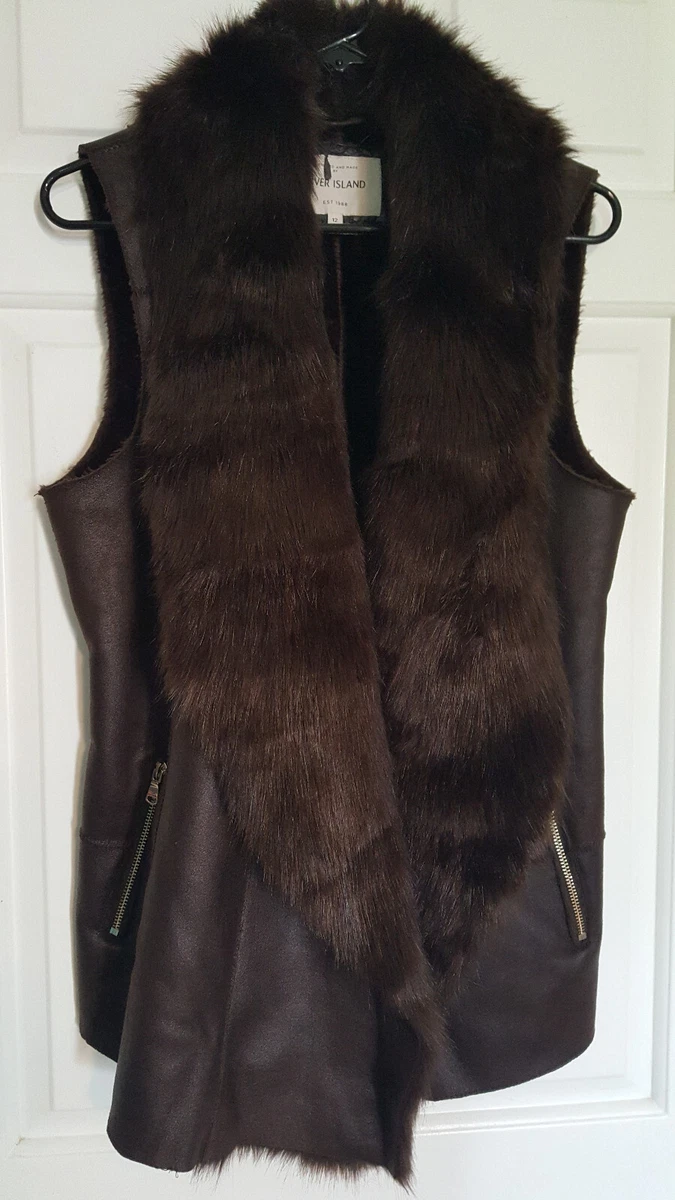 Black fur top gilet river island