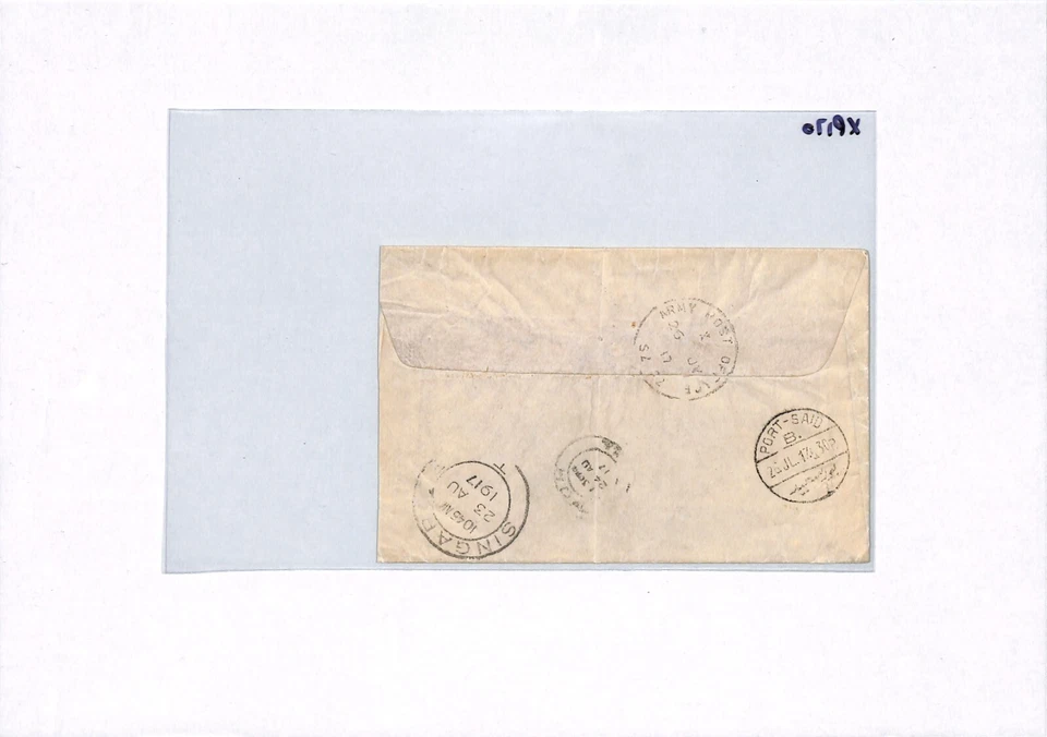 GB/EGYPT WW1 Cover Military FPO.79 MALAYA PERAK Ipoh Port Said 1917 XP170 - Image 4 of 4