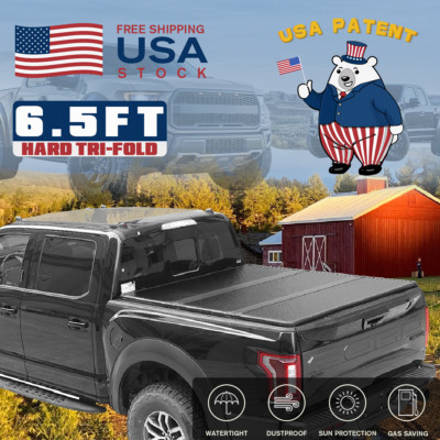 6.5FT FRP Hard Tri-Fold Tonneau Cover Truck Bed for 2015-2026 Ford F150 Pick up