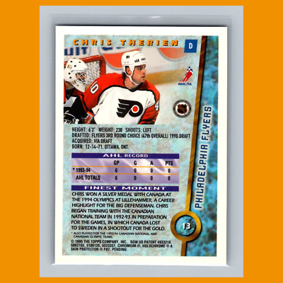Chris Therien #13 1994 Topps Finest Philadelphia Flyers Hockey