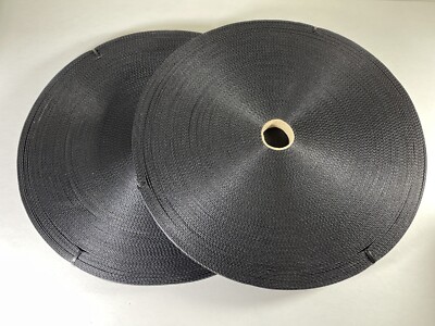 LOT of (2) ROLLS 1'' X 250' BULK STRAP CARGO WEBBING BLACK D1065