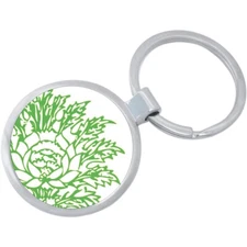Green Leaf Pattern Keychain - Includes 1.25 Inch Loop for Keys or Backpack