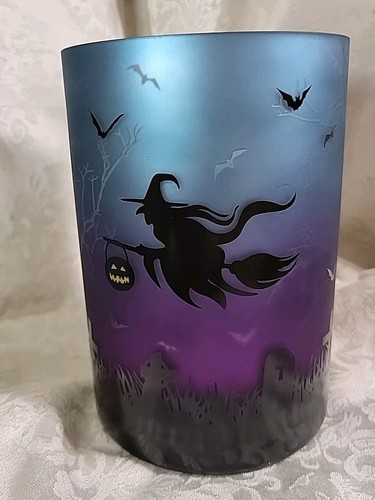 Yankee Candle Halloween Szene fliegende Hexen großer Kerzenhalter im Glas - Neu mit Etikett Neu im Karton