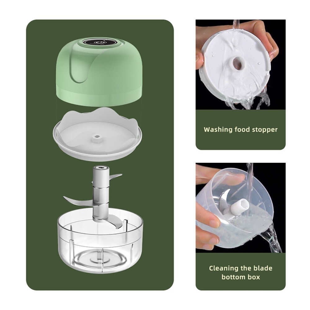 Tritatutto Ricaricabile USB Beper - Mini Robot Da Cucina 250ml, 3 Lame Acciaio, Rosso/Bianco - Foto 8