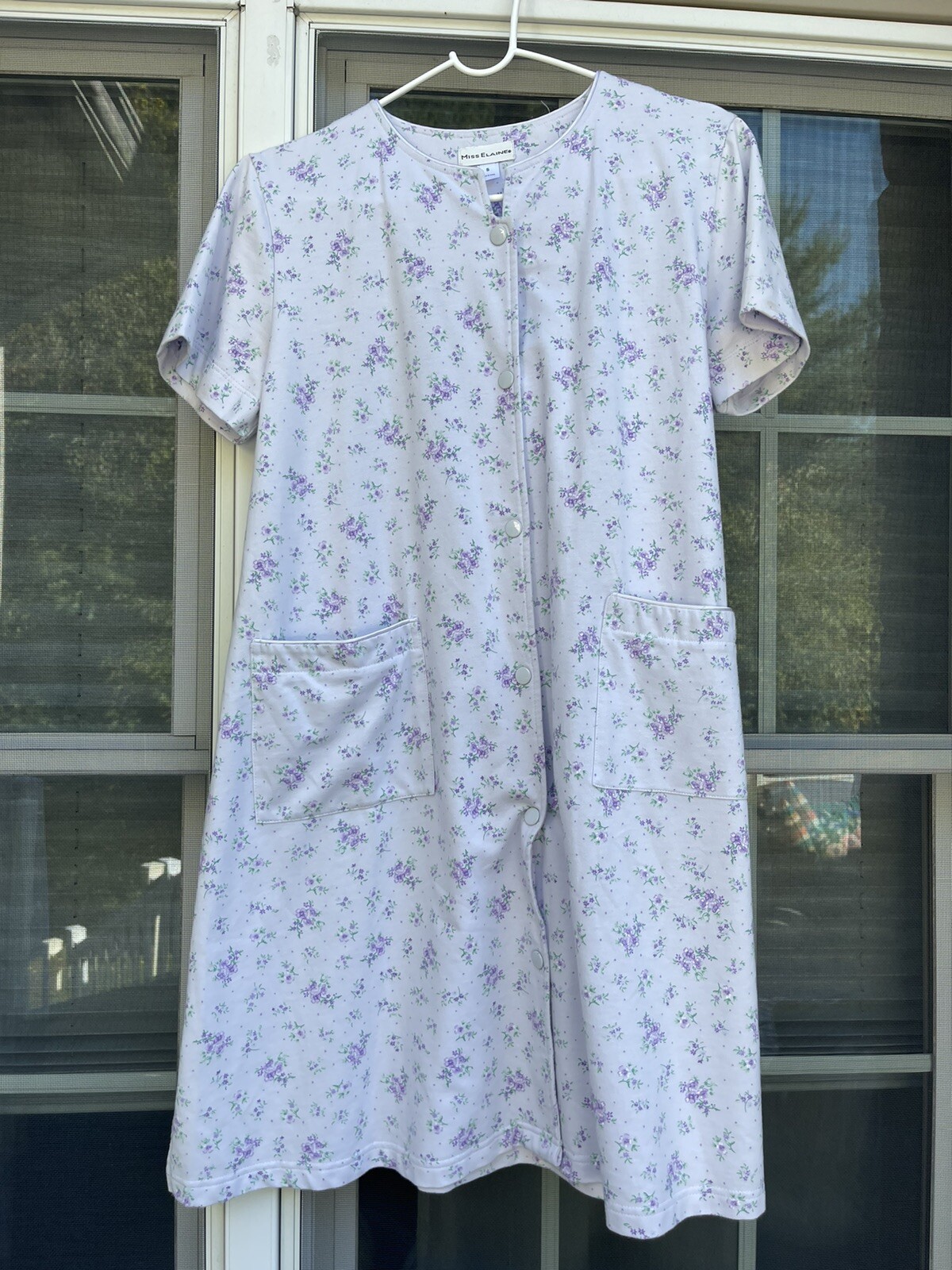 Miss Elaine Housecoat Nightgown Snap Button Pockets s… Gem