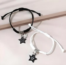 2 pc Couples, BFFs, Friendship, His & Her, I Love You Stars Adjustable Wax Rope