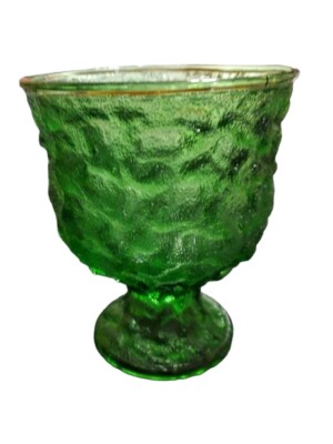 Anchor Hocking E.O. Brody Vase Compote  Milano Green Crinkle Vintage 
