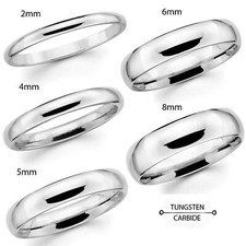 Men or Ladies Silver Shiny Dome Tungsten carbide Shiny Domed Wedding Band ring