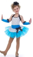 Broadway Baby TURQUOISE Child X-Small Tap Dance Costume Polka Dot Ballet Tutu