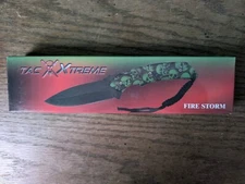 Tac Xtreme Fire Storm 9" Green Skull Camo Handle Knife w/Sheath LanyardTX-026GSC