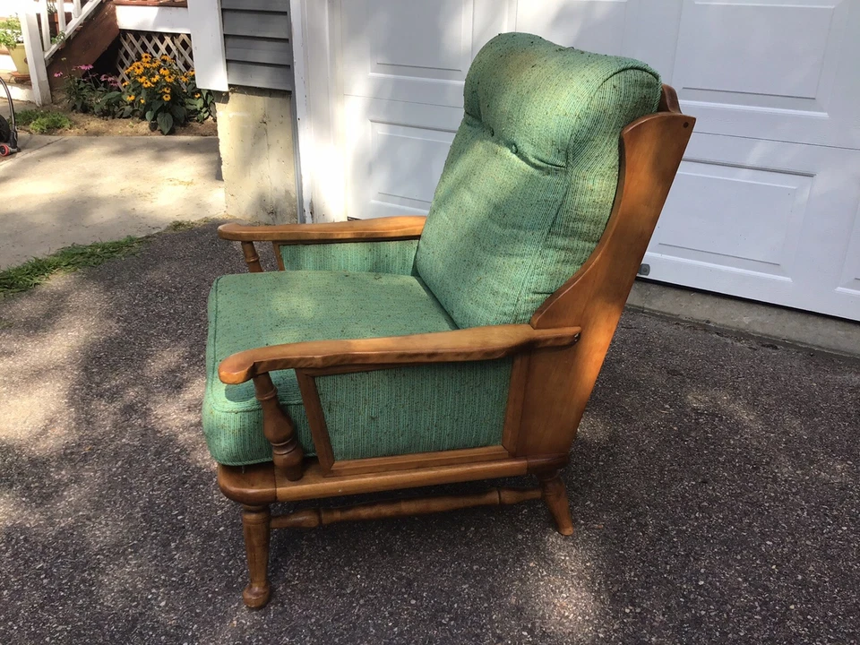 Sillón Cushman tapizado vintage cabaña lago casa casa casa núcleo Foto 3 de 4