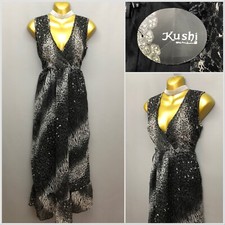 NEW Kushi Black Mix Belted Sleeveless Dress UK 8 EUR 36 US 4