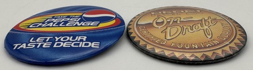 Vintage Pepsi Advertising Button Pin Pinbacks Take The Pepsi Challenge On Draft - Picture 5 of 8