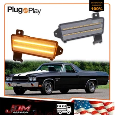 CLEAR FENDER SIDE MARKER AMBER LED LIGHTS PAIR FOR 1970 CHEVY CHEVELLE El CAMINO