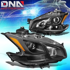 FOR 2009-2014 NISSAN MAXIMA BLACK HOUSING AMBER CORNER PROJECTOR HEADLIGHT/LAMPS