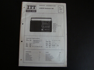 Original Service Manual Schaltplan ITT Schaub Lorenz  electronic 106