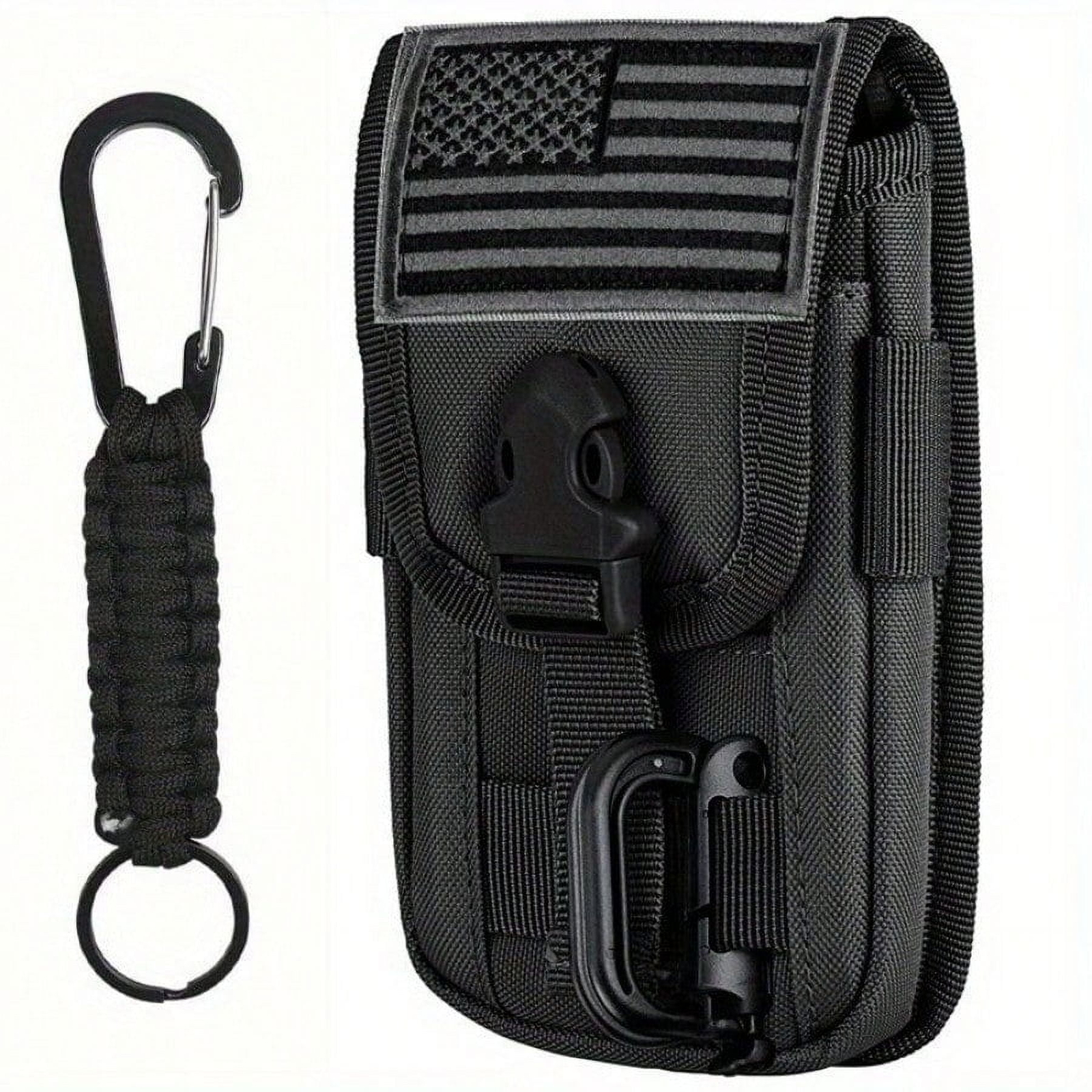 Tactical Molle Pouch Phone Holster Belt Clip Closure Holder with Flag Patch Hook