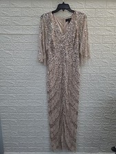New Aidan Mattox Fully Beaded Column Gown Blush Size 4